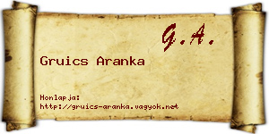 Gruics Aranka névjegykártya